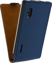 LG Optimus L5 Hoesje - Mobilize - Ultra Slim Serie - Kunstlederen Flipcase - Donkerblauw - Hoesje Geschikt Voor LG Optimus L5
