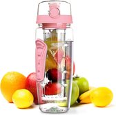 Afecto® | fruit fles| sport infuser | waterflessen met fruit |1000ml | drinkfles | ook te gebruiken als waterfles | BPA vrij| kleur roze