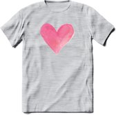 Valentijn Pastel waterverf Hart T-Shirt | Grappig Valentijnsdag Cadeautje voor Hem en Haar | Dames - Heren - Unisex | Kleding Cadeau | - Licht Grijs - Gemaleerd - 3XL