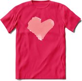 Valentijn Pastel waterverf Hart T-Shirt | Grappig Valentijnsdag Cadeautje voor Hem en Haar | Dames - Heren - Unisex | Kleding Cadeau | - Roze - L