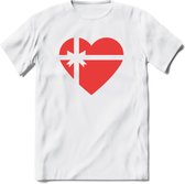 Valentijn Hart T-Shirt | Grappig Valentijnsdag Cadeautje voor Hem en Haar | Dames - Heren - Unisex | Kleding Cadeau | - Wit - L