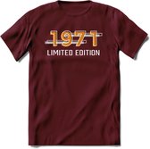 1971 Limited Edition T-Shirt | Goud - Zilver | Grappig Verjaardag en Feest Cadeau Shirt | Dames - Heren - Unisex | Tshirt Kleding Kado | - Burgundy - M