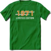 1971 Limited Edition T-Shirt | Goud - Zilver | Grappig Verjaardag en Feest Cadeau Shirt | Dames - Heren - Unisex | Tshirt Kleding Kado | - Donker Groen - 3XL