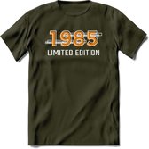 1985 Limited Edition T-Shirt | Goud - Zilver | Grappig Verjaardag en Feest Cadeau Shirt | Dames - Heren - Unisex | Tshirt Kleding Kado | - Leger Groen - L