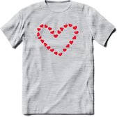 Valentijn Hart T-Shirt | Grappig Valentijnsdag Cadeautje voor Hem en Haar | Dames - Heren - Unisex | Kleding Cadeau | - Licht Grijs - Gemaleerd - 3XL