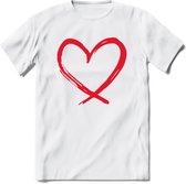 Valentijn Hart T-Shirt | Grappig Valentijnsdag Cadeautje voor Hem en Haar | Dames - Heren - Unisex | Kleding Cadeau | - Wit - S