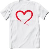 Valentijn Hart T-Shirt | Grappig Valentijnsdag Cadeautje voor Hem en Haar | Dames - Heren - Unisex | Kleding Cadeau | - Wit - 3XL