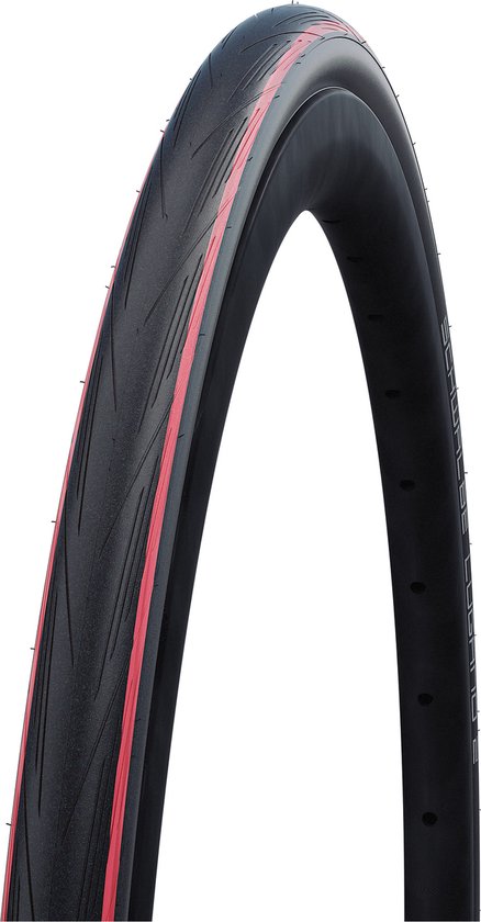 Zwarte Schwalbe Lugano 2 fietsband met rode streep.