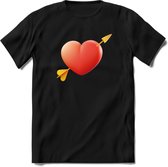 Valentijn Hart T-Shirt | Grappig Valentijnsdag Cadeautje voor Hem en Haar | Dames - Heren - Unisex | Kleding Cadeau | - Zwart - XL