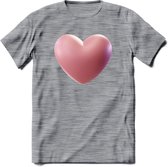 Valentijn Hart T-Shirt | Grappig Valentijnsdag Cadeautje voor Hem en Haar | Dames - Heren - Unisex | Kleding Cadeau | - Donker Grijs - Gemaleerd - 3XL