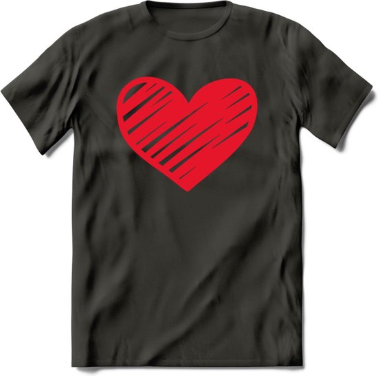 Valentijn Hart T-Shirt | Grappig Valentijnsdag Cadeautje voor Hem en Haar | Dames - Heren - Unisex | Kleding Cadeau | - Donker Grijs - 3XL