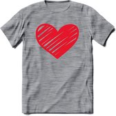 Valentijn Hart T-Shirt | Grappig Valentijnsdag Cadeautje voor Hem en Haar | Dames - Heren - Unisex | Kleding Cadeau | - Donker Grijs - Gemaleerd - XXL