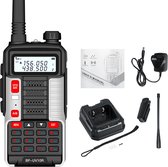 Baofeng UV-10R Walkie Talkie - UHF & VHF - 10W - Verlichte LCD Scherm & Toetsenbord - 128 Kanalen - 15KM Bereik - Waterproof - Zilver