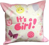 Kussenhoes GWS - It's A Girl 2 - Kussenhoes - Geboorte - 45x45 cm - Sierkussen - Polyester