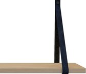 Handles and more Leren plankdragers - met sierschroeven - 100% leer – Navy – set van 2 leren plank banden