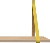 Handles and more Leren plankdragers - met sierschroeven - 100% leer – Geel – set van 2 leren plank banden