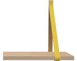 Handles and more Leren plankdragers - met sierschroeven - 100% leer – Geel – set van 2 leren plank banden