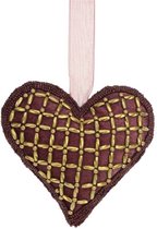 Hart ornament fluweel bordeaux 15x5x15cm