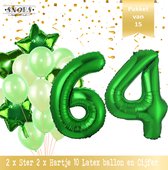 Cijfer Ballon 64 Jaar Groen Forrest Green Boeket * Hoera 64 Jaar Verjaardag Decoratie Set van 15 Ballonnen * 80 cm Verjaardag Nummer Ballon * Snoes * Verjaardag Versiering * Kinder