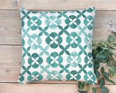 [Sierkussen] [Satijn] Groenblauwe bloemtegels, formaat is 60x60 CM [Interieur] [Decoratie]