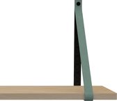 Handles and more Leren plankdragers - met sierschroeven - 100% leer – Vaalgroen – set van 2 leren plank banden