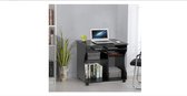 FURNIBELLA-Computertafel met toetsenbordlade, rolbaar bureau met planken, kantoormeubels, computerwagen, zwart