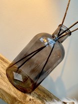 Flesvaas - Smokey zwart - decoratie - Flesvaas - interieur accessoire - Glas