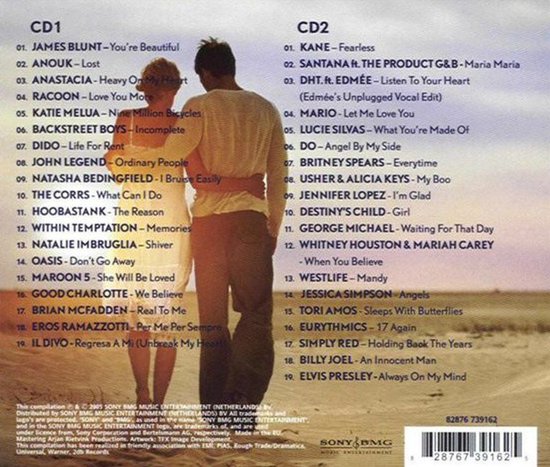 Achterkant van de CD-hoes van Knuffelrock met nummers van CD1 en CD2.
