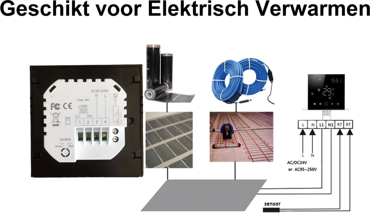 TechU™ Slimme Thermostaat Limit – Zwart – Alleen voor Elektrische Vloerverwarming – App & Wifi – Google Assistant & Amazon Alexa – IFTTT thumbnail 2