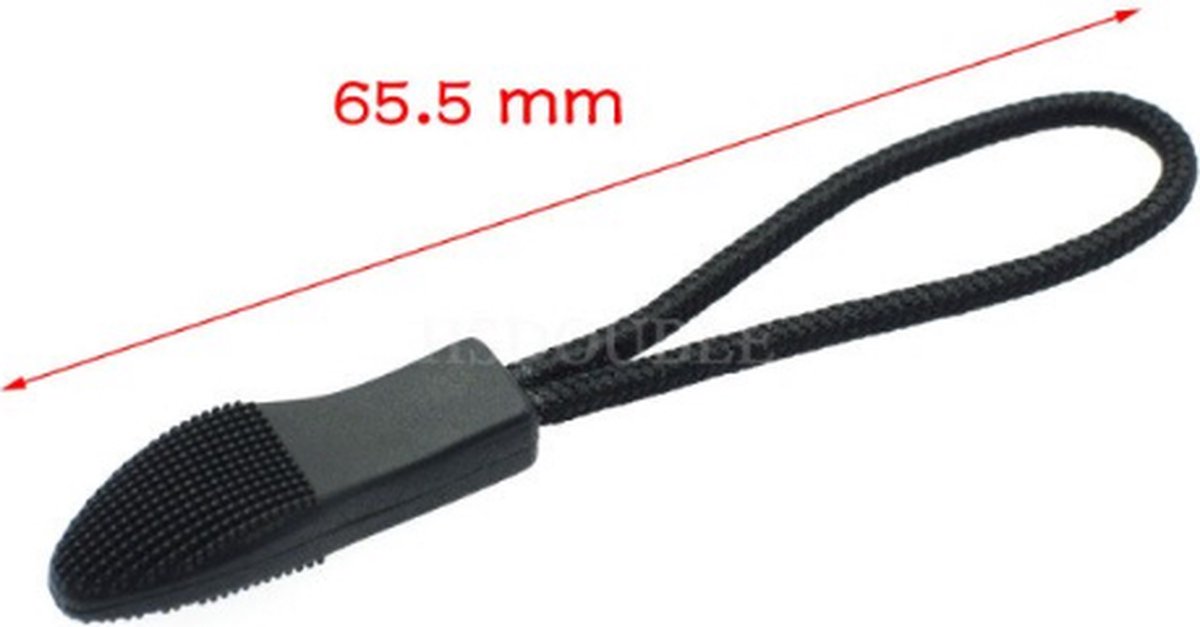 Zipper puller special 3 - 3 stuks - zwart - geribbeld