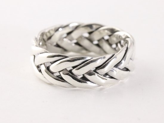 Zware gevlochten zilveren ring - maat 16
