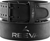 Reeva Zwart Lederen Powerlift Riem - Maat M - Dubbele gespsluiting - Gewichthefriem geschikt voor Crossfit, Powerlifting, Fitness en Bodybuilding - Lifting Belt voor Heren en Dames