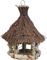 Voederhuis zeskant berken met tenen dak - 44,0 x 30,0 x 30,0 cm