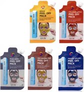 eyenlip peel off pack ,pakket met 4 verschillende Koreaanse gezichtsmaskers in reisformaat met handige sluitdop.