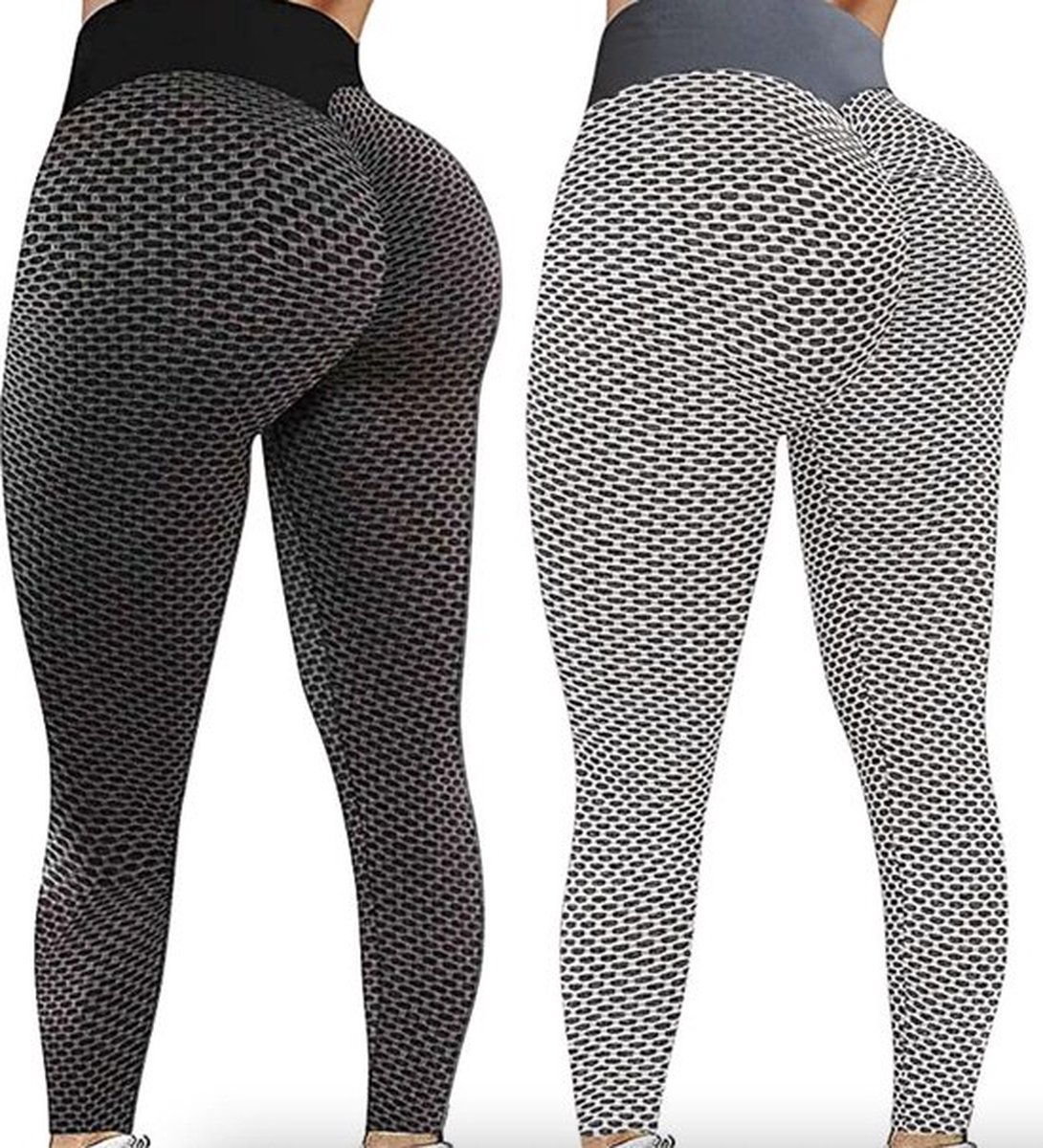 Sportlegging dames 2STUKS XL – legging dames meisje - Tiktok legging – zwart & grijs