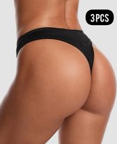 Naadloos ondergoed - Maat L, 3 stuks/verpakking - Gratis vervoer- Spoorloze strings - Seamless lingerie - Sexy string - tweede huid bikini -Zwart string - Maat L