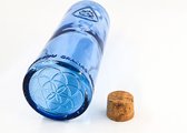 OmWater Dankbaarheid - Waterfles  - 1200ml - Glas - Ecologische kurken dop - Blauw