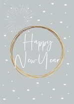 10 Nieuwjaars kaarten - Happy New Year - licht grijs/blauw - 105x148 mm - A6 - ansichtkaart
