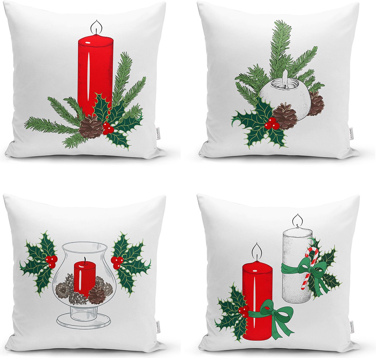 Zethome - Kussenhoes Vierkant - 4 Stuks - Dubbelzijdig bedrukt - Kussenhoezen Set - Soft Touch - Geen personage - 43x43 cm