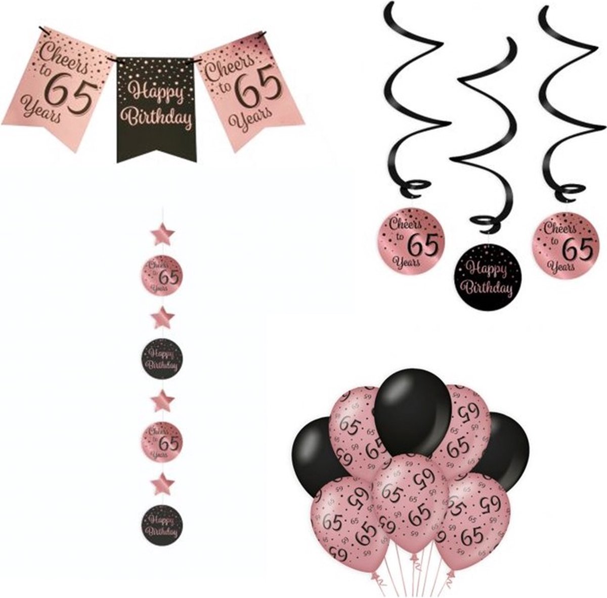 SET FEESTVERSIERING BLACK/ROSE 65JAAR