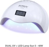 Dual UV/LED lamp Sun 5 - 48W - Met sensor - wit - low heat modus - 50.000 branduren