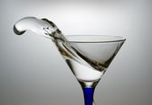 Dibond - Keuken - Water / waterdruppel / glas in wit / blauw - 100 x 150 cm