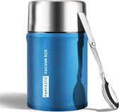 750ML | RVS Traveler Foodflask | Voedselcontainer | Thermoskan |  Thermosfles | Etenscontainer |  isolatiebox | Incl. inklapbare lepel, opbergtas en sponsborstel |  Voor Lunch, Reizien, Campi