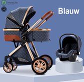 MoreLife Kinderwagen | 3-in-1 Kinderwagen | Buggy | Kinderwagen met stoel en wieg | Hoge Kwaliteit | Complete Set | Limited Edition Wit Goud