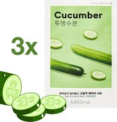3 x Missha Cucumber Airy Fit Face Sheet Mask - Korean Skincare - K-Beauty - Freshness - Effective Skincare Ingredients
