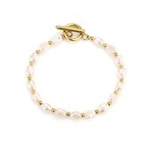 Dames - Armband - Parels - Stainless Steel - Goud