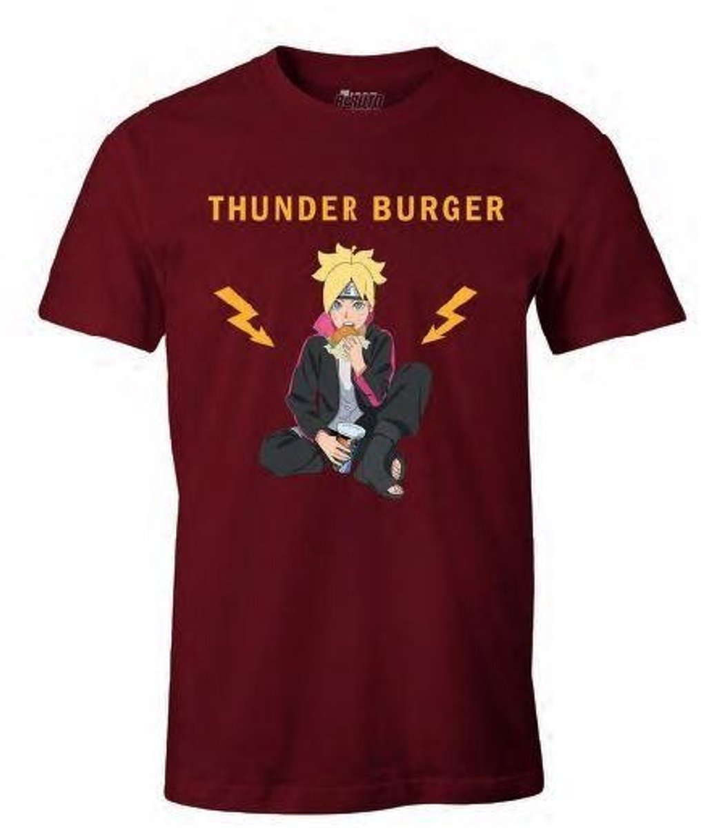 Boruto - Thunder Burger Logo Burgundy T-Shirt - XL