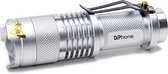 DrPhone FL2 - Led Zaklamp - Cob/Xpe - Waterdicht - Inclusief zoom – Schokbestendig - Zilver - Licht afstand 100/200m