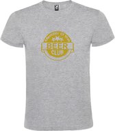 Grijs  T shirt met  " Member of the Beer club "print Goud size S