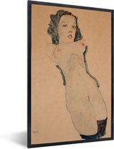 Cadre photo avec affiche - Liegender Akt mit schwarzen Strümpfen - peinture d'Egon Schiele - 40x60 cm - Cadre pour affiche